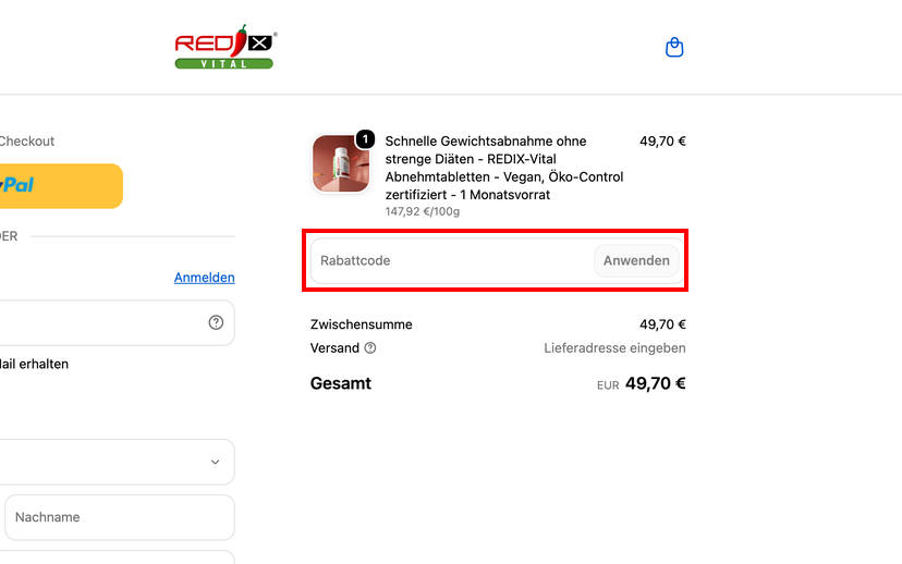 Redix Vital Gutschein einlösen Redix Vital Gutschein einlösen