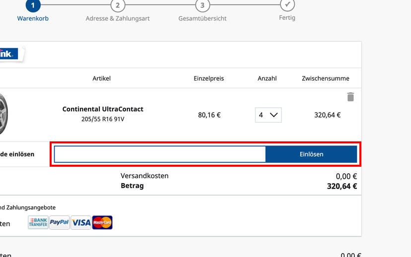 Reifen.de Gutschein einlösen Reifen.de Gutschein einlösen