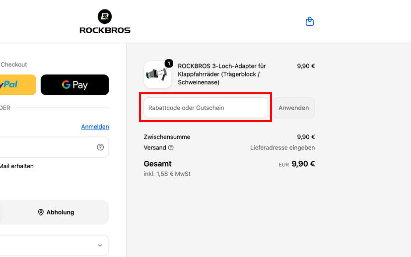 ROCKBROS Gutschein einlösen ROCKBROS Gutschein einlösen