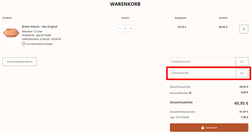 Römertopf Gutschein einlösen Römertopf Gutschein einlösen