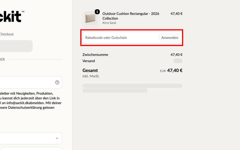SACKit Gutschein einlösen