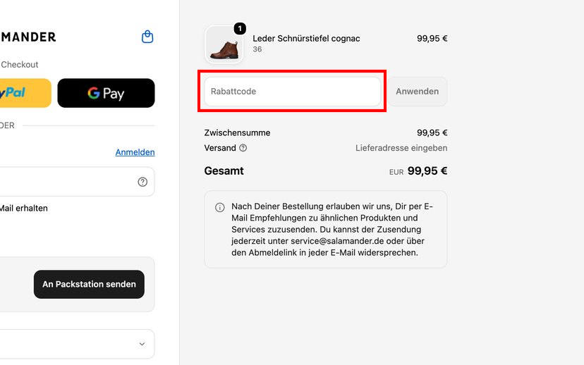 Salamander Gutschein einlösen