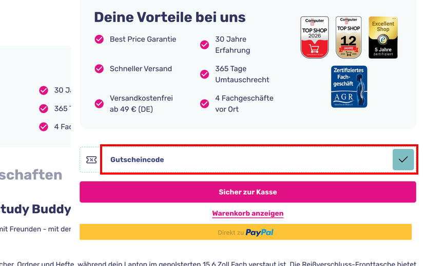 Schulranzen-Onlineshop Gutschein einlösen Schulranzen-Onlineshop Gutschein einlösen