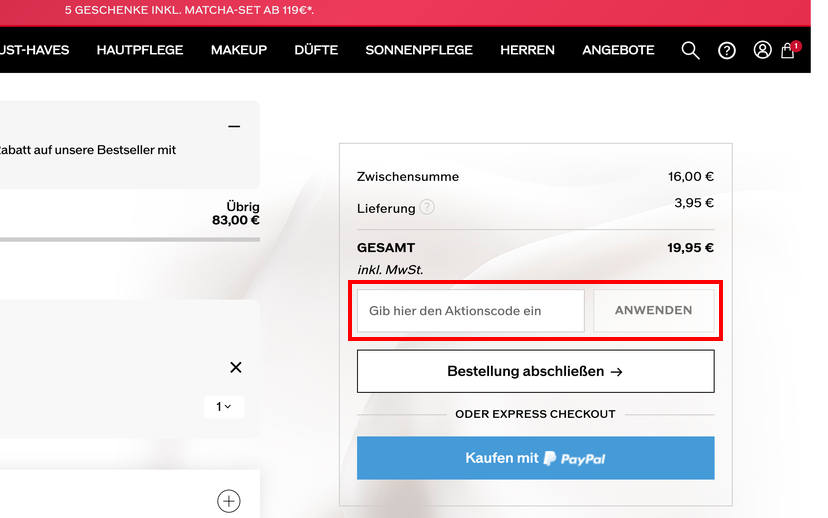 Shiseido Gutschein einlösen Shiseido Gutschein einlösen