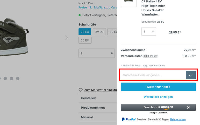 Sneakerprofi Gutschein einlösen