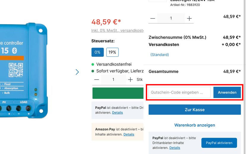 Solarspeicher24 Gutschein einlösen