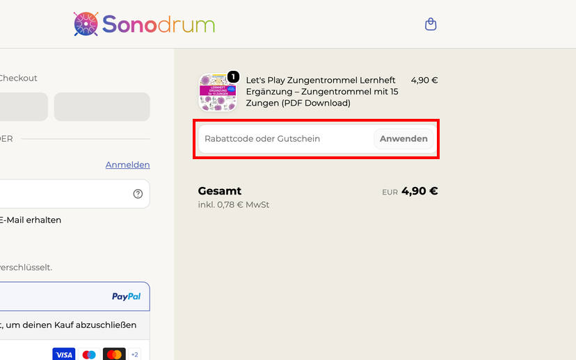 Sonodrum Rabattcode einlösen Sonodrum Rabattcode einlösen