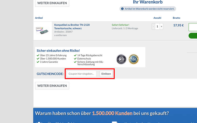 TonerPartner Gutschein einlösen TonerPartner Gutschein einlösen
