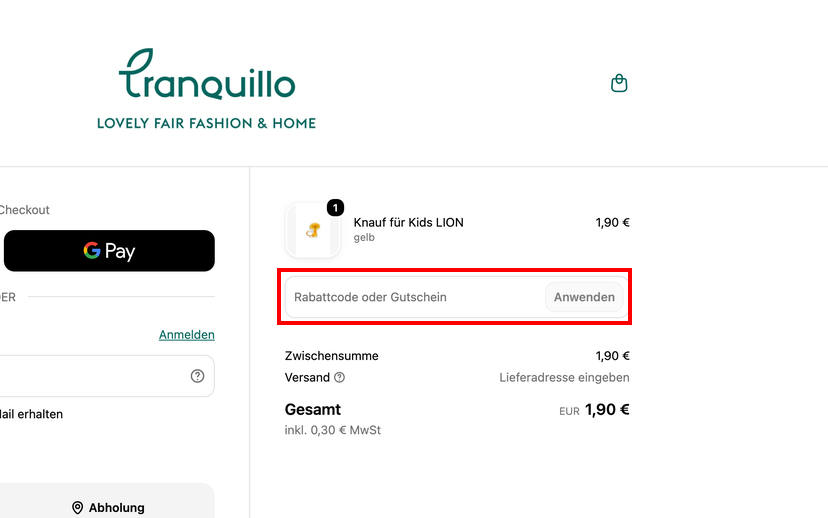 Tranquillo Gutschein einlösen