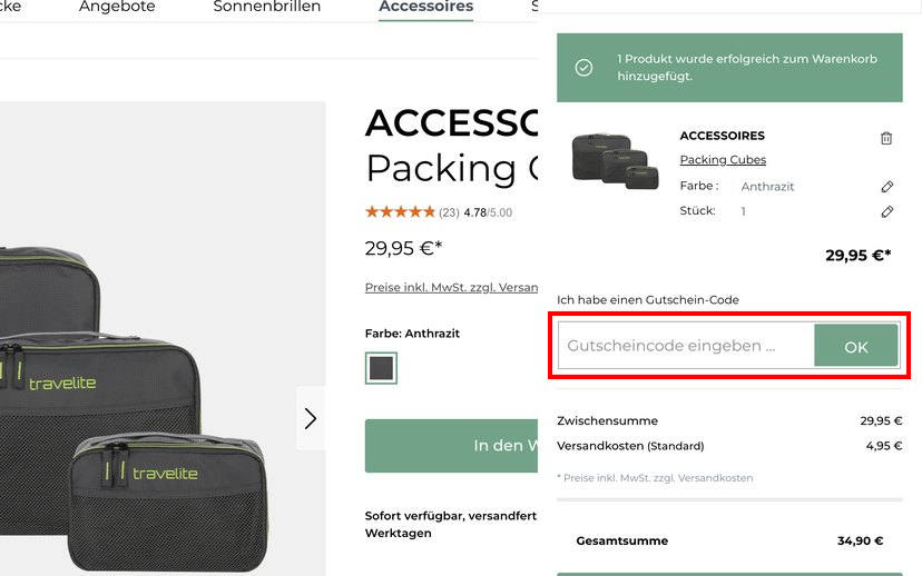 travelite Gutschein einlösen travelite Gutschein einlösen