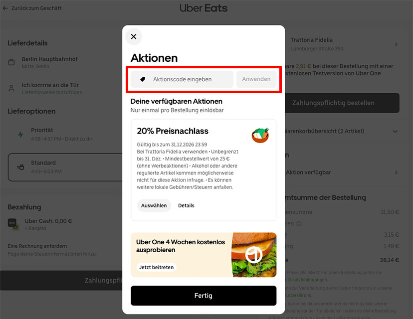 Uber Eats Gutschein einlösen Uber Eats Gutschein einlösen