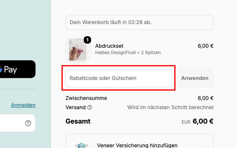 Veneera Rabattcode einlösen