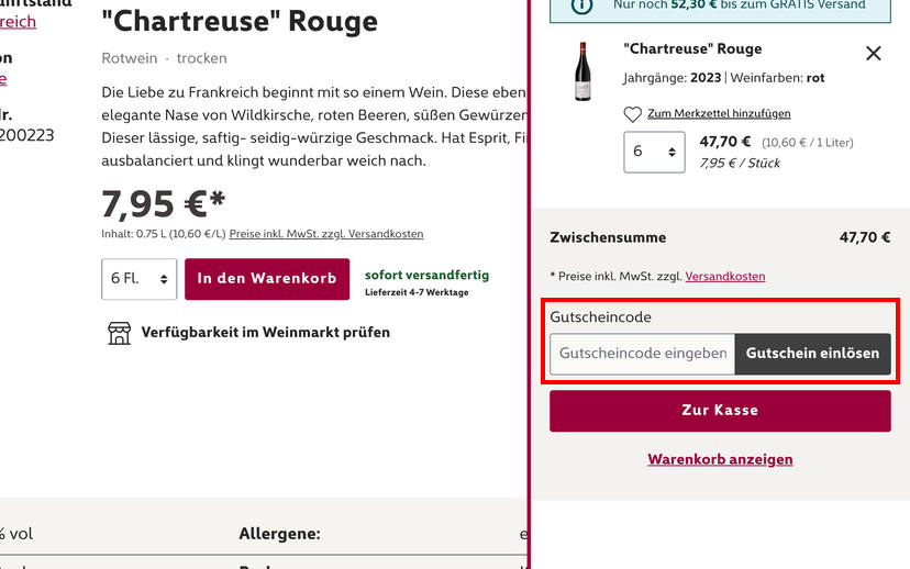 Vino24 Gutschein einlösen Vino24 Gutschein einlösen