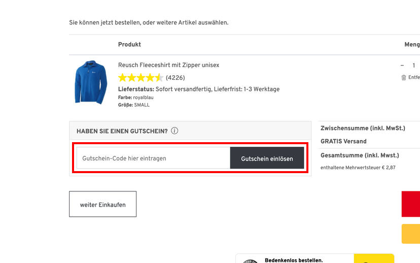 Vorteilshop Gutschein einlösen Vorteilshop Gutschein einlösen