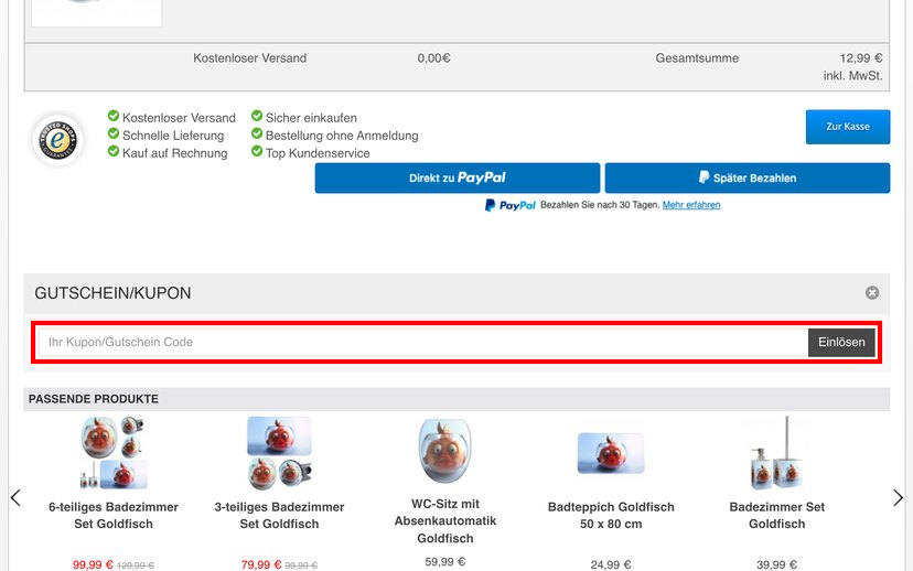 WCShop24 Rabattcode einlösen