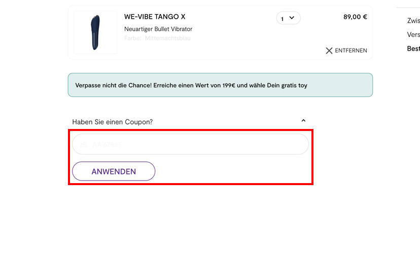 We-Vibe Gutschein einlösen We-Vibe Gutschein einlösen