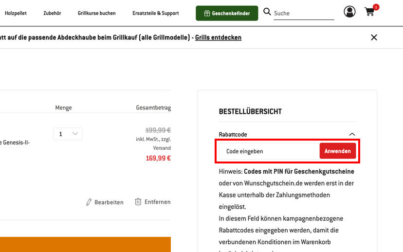 Weber Gutschein einlösen