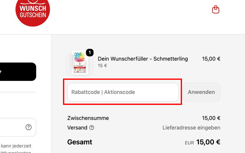 WUNSCHGUTSCHEIN Rabattcode einlösen