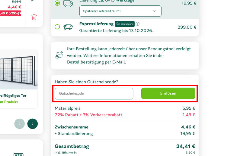 Zaun-Idee Gutschein einlösen